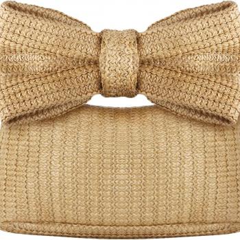 Straw Bow Purse Clutch Bag,Summer Beach Handbags for Women 2024 Vacation