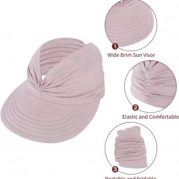 Sun Hats for Women UV Protection Sun Visor Wide Brim Summer Hats with Ponytail