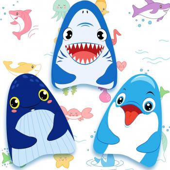 3 Pcs Kids Swimming Kickboard Learn Swimming Kickboard Fun Training Aid Float Exercise Whale Dolphin Shark Summer Swim Board Party Favor Pool Toys for Adults Children