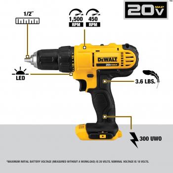 DEWALT 20V MAX Cordless Drill and Impact Driver, Power Tool Combo Kit with 2 Batteries and Charger (DCK240C2)