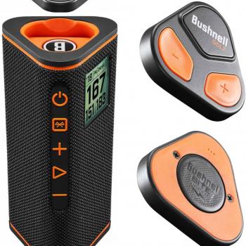 Wearable4U - Bushnell Wingman View Golf GPS Bluetooth Speaker with Ultimate Black Earbuds and Wall and Car Chargers Bundle