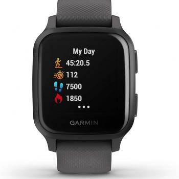 Garmin 010-02427-00 Venu Sq, GPS Smartwatch with Bright Touchscreen Display, Up to 6 Days of Battery Life, Slate Aluminum Bezel with Shadow Gray Case and Slate Silicone Band