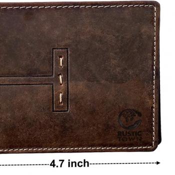 RUSTIC TOWN Full Grain Leather Wallet for Men | RFID Protecting | Handmade Vintage Bifold Travel Wallet | Slim Billfold with Credit Card Slots and Coin Pocket | Gift for Him