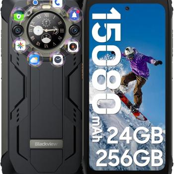 Blackview Phone BV9300Pro 24GB+256GB, Rugged phone 6.7“ 120Hz with 1.32" Customizable Secondary Screen, 15080mAh Battery 64MP+32MP+8MP Camera, 100LM Flashlight, Android 13 Helio G99,Fingerprint ID/NFC