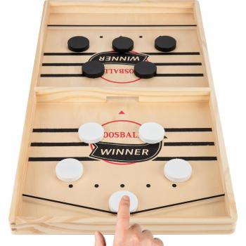 Large Sling Puck Game, Foosball Winner Board Game, Wooden Hockey Table Game, Fast Paced Slingshot Game Board, Rapid Sling Table Battle Speed String Puck Game for Kids Adults & Family Party