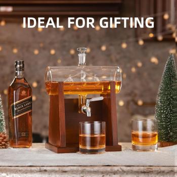 Jillmo Whiskey Decanter Sets for Men, 1250ml Decanter Set with 2 Whiskey Glasses, Ideal Bourbon Gifts for Men