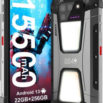 8849 Tank 2 Rugged Smartphone, 22GB+256GB Unlocked Rugged Phone with Projector, 6.79" 4G Waterproof Cell Phone with Camping Light, 15500mAh 64MP Night Vision Android 13 Phone Unlocked, OTG/NFC