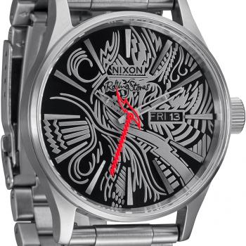 NIXON x Rolling Stones Sentry Stainless Steel A1353 - Red - 100m Water Resistant Men's Analog Classic Watch (42mm Watch Face, 23mm-20mm Stainless Steel Band)