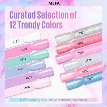 MEFA Pearl Gel Nail Polish Set, 12 Colors Shimmer Shades Mermaid Soft Pink Light Blue Purple Summer Glitter Swirl Sell Thread Gel Nail Polish Kit Nail Art Manicure DIY Salon Home Women Gifts