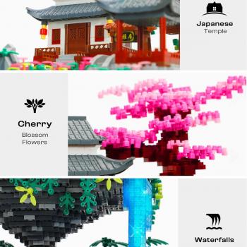 Cherry Bonsai Tree Building Set, Japanese Architecture Building Blocks Set for Adults, Micro Bricks Sakura Tree House Building Kit with Light, Gift for Christmas (3320PCS)