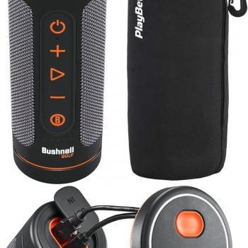 Bushnell Wingman 2 Golf Speaker with GPS (2024) | Remote Controlled Voice GPS Distances, Music, 40,000+ Courses, BITE Magnetic Cart Mount - Bundle with PlayBetter Protective Wingman Pouch