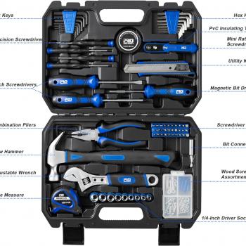 Prostormer 160-Piece Home Repair Tool Set, General Household Hand Tool Kit with Toolbox Storage Case for House, Garage, College Dorm and Office