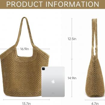 Large Straw Mesh Beach Bag The Tote Shoulder Bag for Women Beach Vacation Essentials Clutch Purses for Women