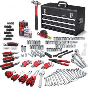 438-Piece Mechanics Tool Set with 3-Drawer Heavy Duty Metal Box Repair Tool Kit