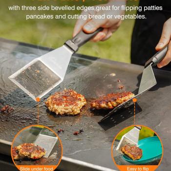 HOMENOTE Griddle Accessories Kit, Exclusive Griddle Tools Spatulas Set for Blackstone - 8 Pcs Commercial Grade Flat Top Grill Accessories - Great for Outdoor BBQ, Teppanyaki and Camping, Black