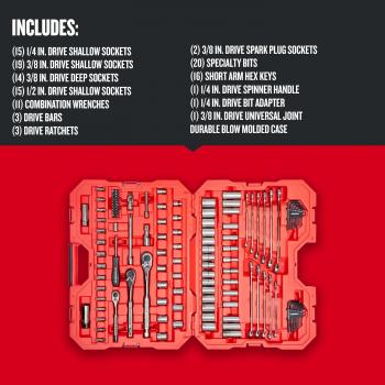 CRAFTSMAN Mechanics Tool Set, 1/4" & 3/8" & 1/2" Drive, SAE/Metric, 121 Piece (CMMT12033)