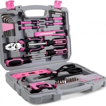 KingTool 149-Piece Pink Tool Kit - Basic Home Repair Tool Set, Small Tool Kit with Plastic Toolbox, Perfect for Women, Office & College Repairs