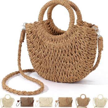 Straw Clutch Purses for Women Woven Straw Beach Sea Handbag Tote Bags for Summer