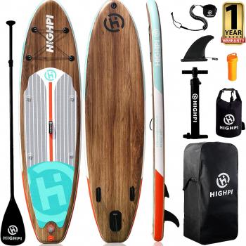 Highpi Inflatable Stand Up Paddle Board 11'x33''x6''W Premium SUP Accessories, Backpack, Wide Stance, Surf Control, Non-Slip Deck, Leash, Paddle and Pump,Standing Boat for Youth & Adult