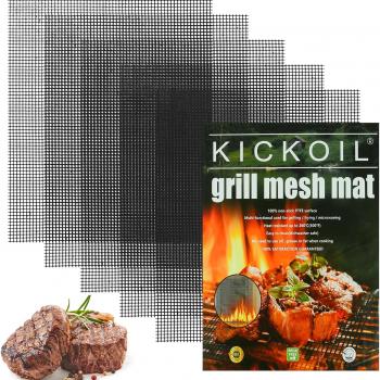 Grill Mesh Mat Set 5 Barbecue Grill Accessories Reusable Non-Stick Grill Mat for Vegetables Fish Grilling Mat Sheets for Outdoor Smoker Charcoal Gas Electric Grill BBQ Tools,XL 15.75 x 13 inch, Black