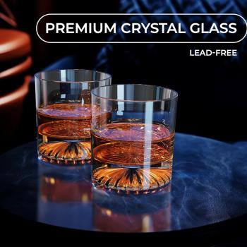 Whiskey Glasses Set of 4 - Premium 10oz Lead-Free Crystal, Artisan Heavy Base for Scotch, Bourbon, Cocktails, Elegant Men’s Drinkware, Gifts and Home Bar Collection Essentials