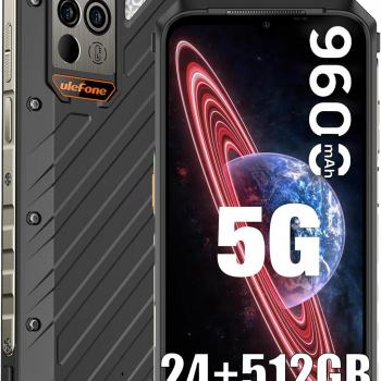 Ulefone Power Armor 18 Ultra 5G Rugged Phones, 24GB(12+12)+512GB MTK Dimensity 7050, 108MP Camera, 9600mAh, 120Hz Display, Android 13, 66W Quick Charge, uSmart Expanded-Connector