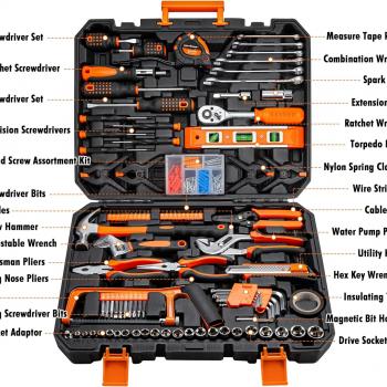 CARTMAN 238 Piece Socket Wrench Auto Repair Tool Combination Package Mixed General Household Hand Tool Set Tool Kit with Plastic Toolbox Storage Case