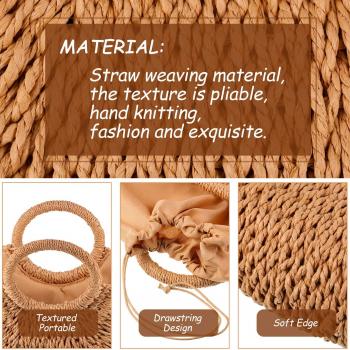 Straw Tote Bag Summer Beach Bag Handmade Straw Rattan Woven Handbag for Women Travel