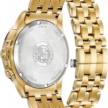 Citizen Men's Eco-Drive Classic Calendrier Watch in Gold-Tone Stainless Steel, Diamonds, Black Dial (Model: BU2082-56E)