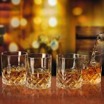 Whiskey Glasses Set of 4, Rocks Glasses, 10 oz Old Fashioned Tumblers for Drinking Scotch Bourbon Whisky Cocktail Cognac Vodka Gin Tequila Rum Liquor Rye Gift for Men Women at Home Bar