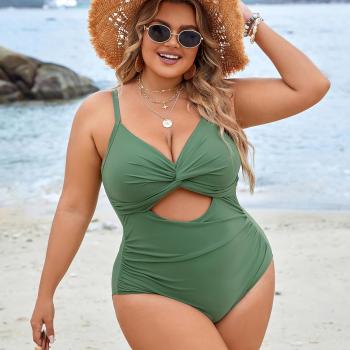 Blooming Jelly Womens Plus Size Bathing Suit Tummy Control One Piece Swimsuit Twist Front Ruched Swimwear