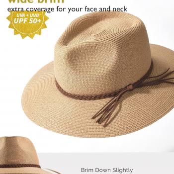 FURTALK Sun Hats for Women Summer Wide Brim UV UPF 50+ Panama Fedora Foldable Packable Straw Beach Hat