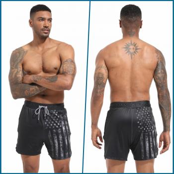 Mens Swim Trunks with Compression Liner 5.5" Board Shorts with Zipper Pockets 2 in 1 Quick Dry Bathing Suits