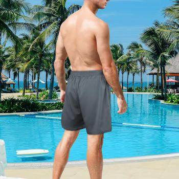 Mens Swim Trunks with Compression Liner 5 Inch Inseam Quick Dry Swim Shorts Mens Swimsuit Board Shorts with Pockets