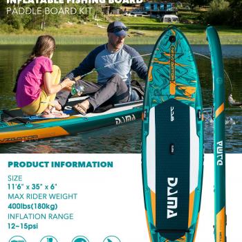 DAMA 11'6"×35"×6" Extra Wide Inflatable Paddle Board, Stand Up Paddle Board for Fishing, Sup Board for Family Travel, All Round Paddle Boards for Adults for Sea Lake with Camera Mount