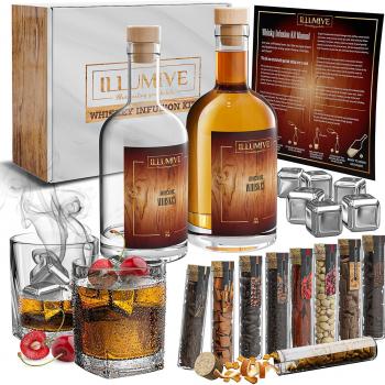 Whiskey| Ultimate Whiskey Set| Whiskey Infusion Kit Includes Whiskey Glass, Whiskey Stones 3 Woodchips and 6 Botanicals| Great for Men, Whiskey Gifts for Men, Mens Birthday Gift Ideas