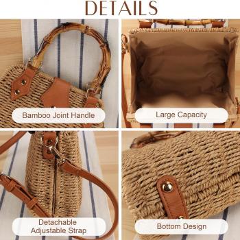 Cross Body Handbags for Women Straw Woven Beach Bag 2024 Summer Handmade Purses Wicker Rattan Bag Holiday