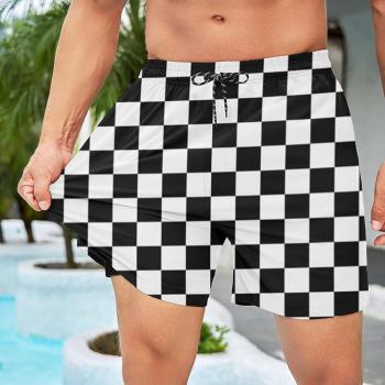 Men's Swim Trunks with Compression Liner, Quick Dry Mens 2 in 1 Swimming Trunks Men Beach Bathing Suits Swimsuit