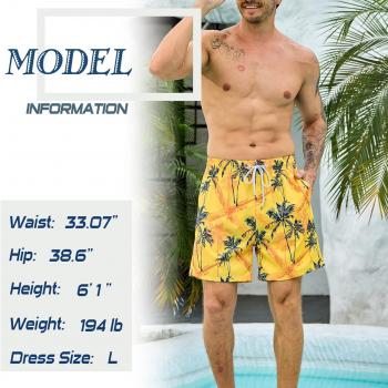 Mens Swim Trunks with Compression Liner 7 inch Inseam 2 Pack Quick Dry Stretch Beach Shorts Bathing Suits Swimwear