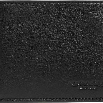 Coach Slim Bifold in Sport Calf, Black, One Size