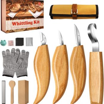 Whittling Kit for Beginners, Wood Whittling Kit for Kids, Wood Carving Kit with Basswood Wood Blocks, 23Pcs Wood Carving Tools Gift Set, DIY