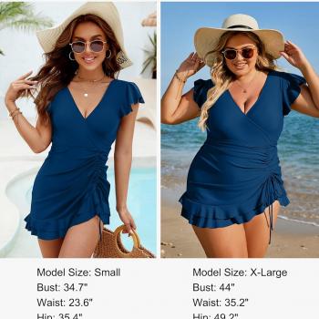 Blooming Jelly Women's Tummy Control Swimsuits One Piece Bathing Suit Plus Size Swim Dress Modest Ruffle Swimwear