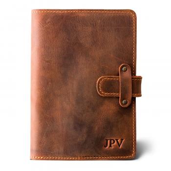 PEGAI Personalized Leather Journal | Custom Handmade Distressed Cowhide Leather Traveler's Notebook Planner | DuPage (Mahogany, Full)