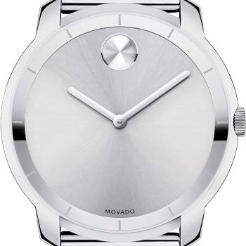 Movado Men's BOLD Thin Stainless Steel Watch with a Printed Index Dial, Silver (Model 3600260)