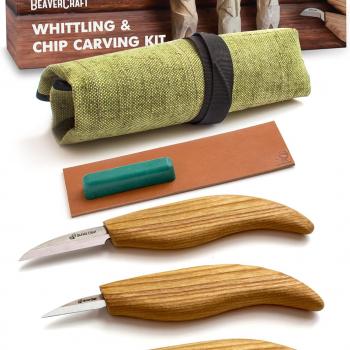 BeaverCraft Wood Carving Kit S15 Wood Whittling Kit for Beginners Kids - Wood Carving Knife Set Whittling Knife Wood Carving Knives Carving Tools