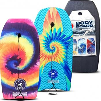 Back Bay Play 37" Body Boards - Lightweight EPS Core Boogie Boards - Bodyboard, Boogie Board for Beach Kids with Wrist Leash Surfing for Kids & Adults - 2 Pack