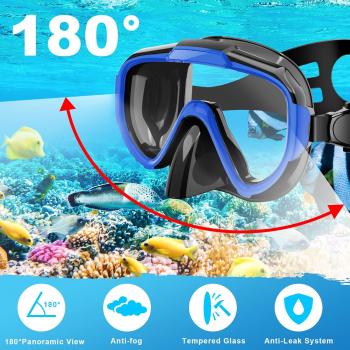 Snorkeling Gear for Adults, Zipoute Snorkel Dry Top Snorkel Set, Panoramic Anti-Leak and Anti-Fog Tempered Glass Lens, Adults Adjustable Snorkeling Set *2, Scuba Diving Swimming Couple Snorkel Kit