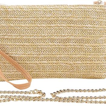 Beurlike Straw Clutch Purses for Women Beach Wristlet Wallet Small Cross body bag for Girls