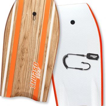 THURSO SURF Quill 42'' Bodyboard Lightweight Durable EPS Core IXPE Deck HDPE Slick Bottom FRP Stringer Crescent Tail Dual Channel Plastic Mesh with Double Stainless Steel Swivel Coiled Wrist Leash