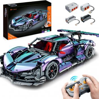 Super Plated Sports Car Building Kits, Adult Collectible Model and Race Engineering Toy Set, 1:10 Scale Electric Driftable Remote Control Sports Car for Adults Men Teens